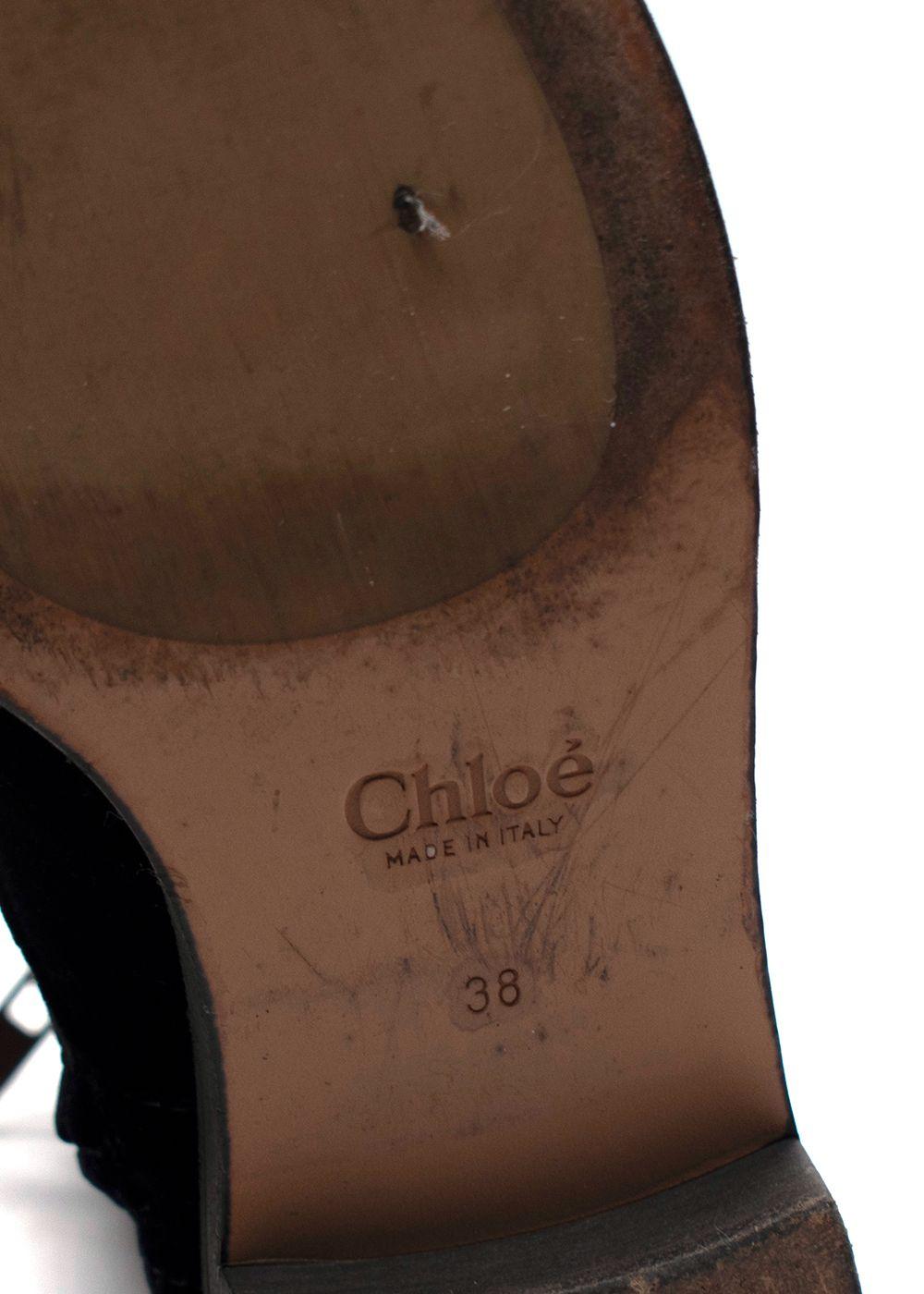 Chloe Black Velvet Combat Boots