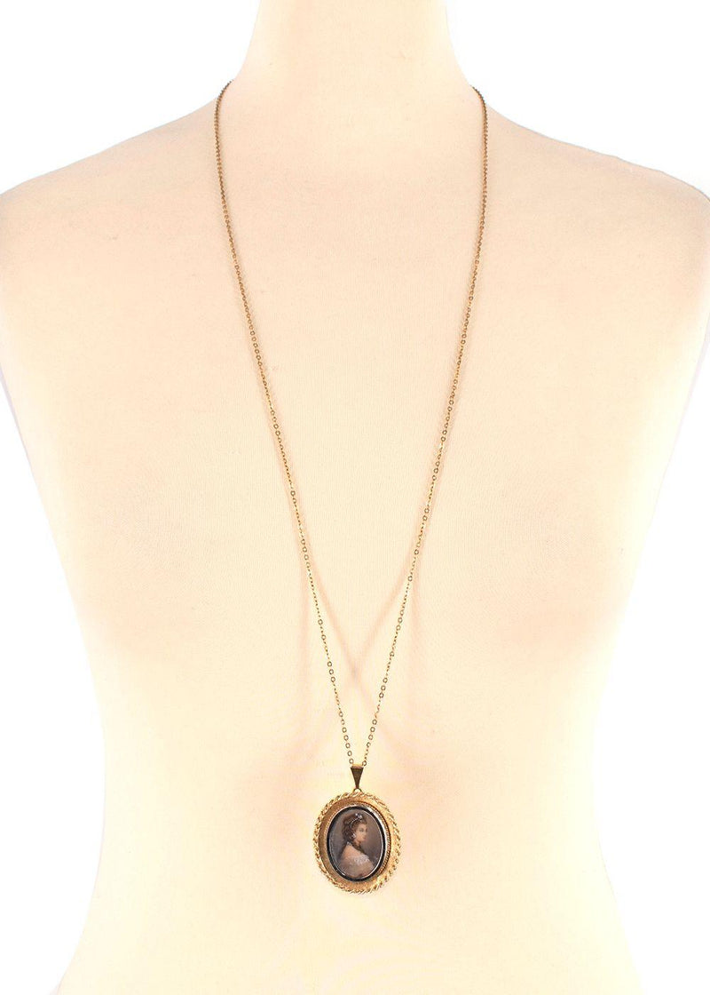 Bespoke 18ct Gold Victorian Diamond Portrait Pendant Necklace