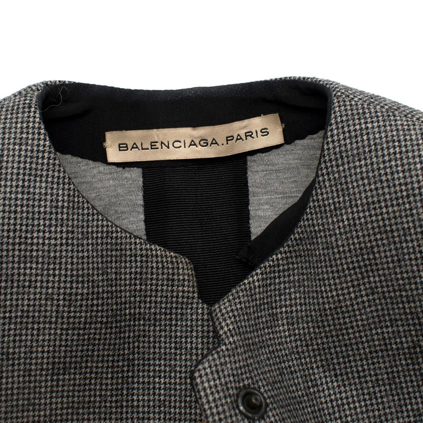 Balenciaga Wool Houndstooth Structured Crop Jacket