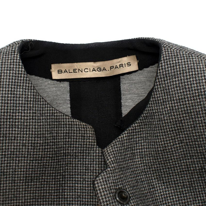 Balenciaga Wool Houndstooth Structured Crop Jacket