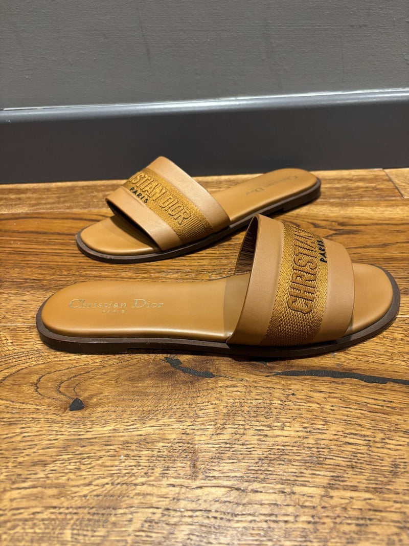 Dior Tan Leather Slides