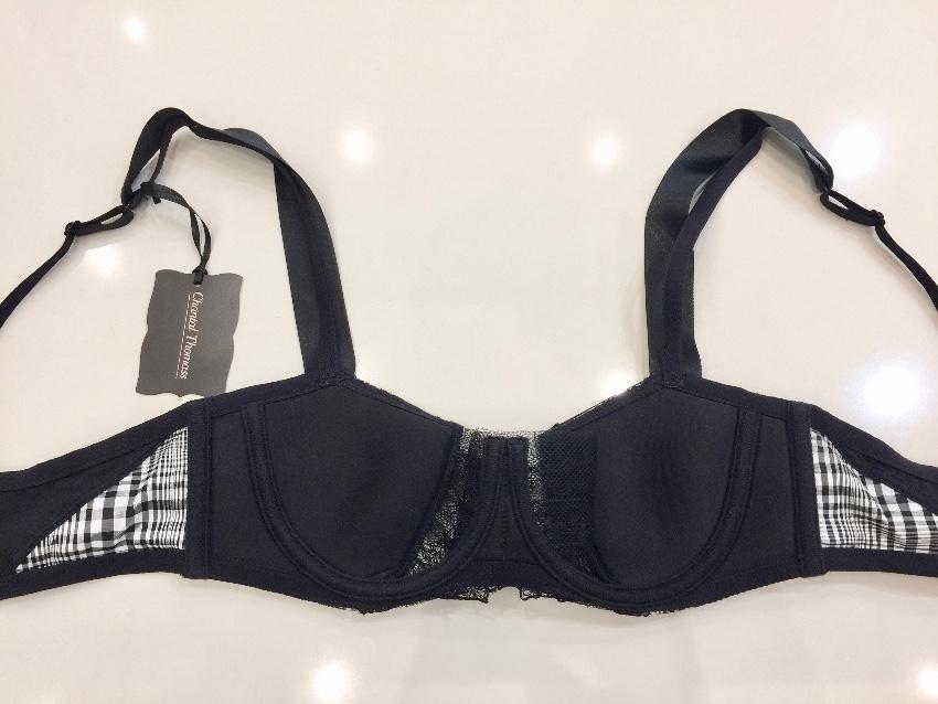 Chantal Thomass Black & White Tartan Check Bra & Thong Set