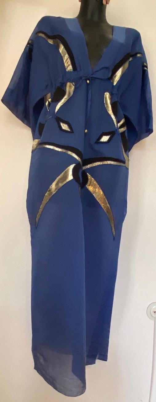 Emilio Pucci Blue Embroidered Silk Blend Kaftan