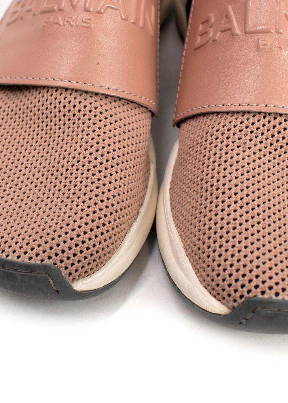 Balmain Pink Knit Fabric Cameron Sock Sneakers