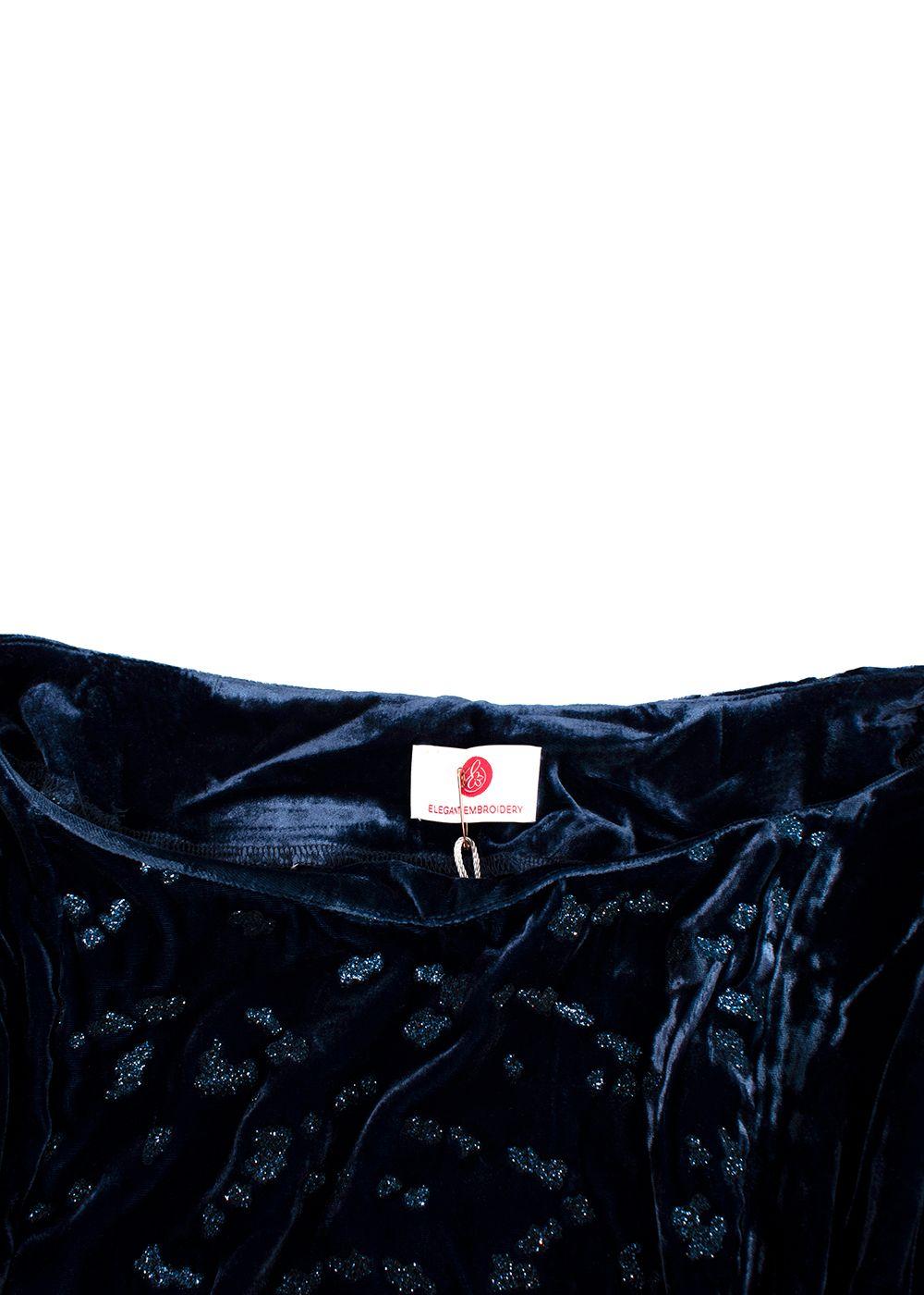 Elegant Embroidery Blue Velvet Kaftan