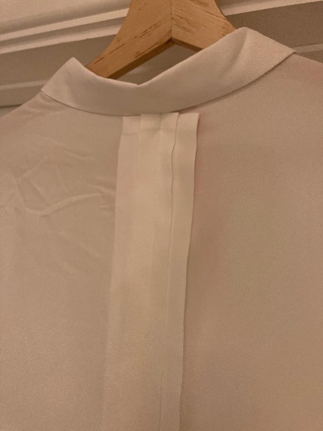 embellished pocket white silk blend summer shirt