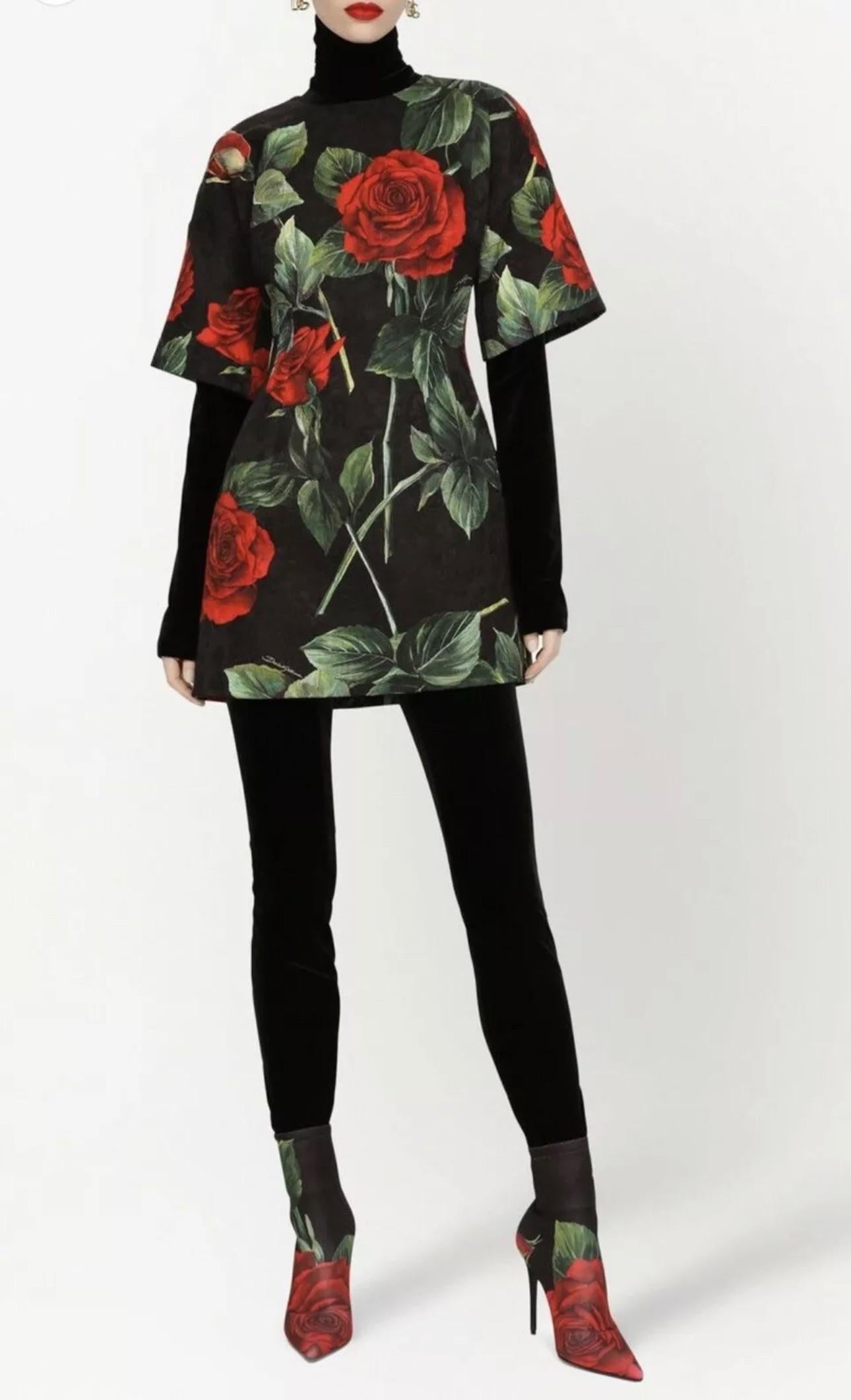 Red Rose Brocade Mini Dress
