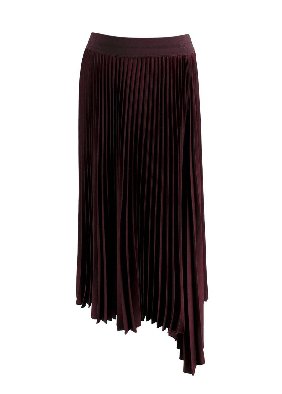 Joseph Burgundy Asymmetric Pleated Midi Skirt