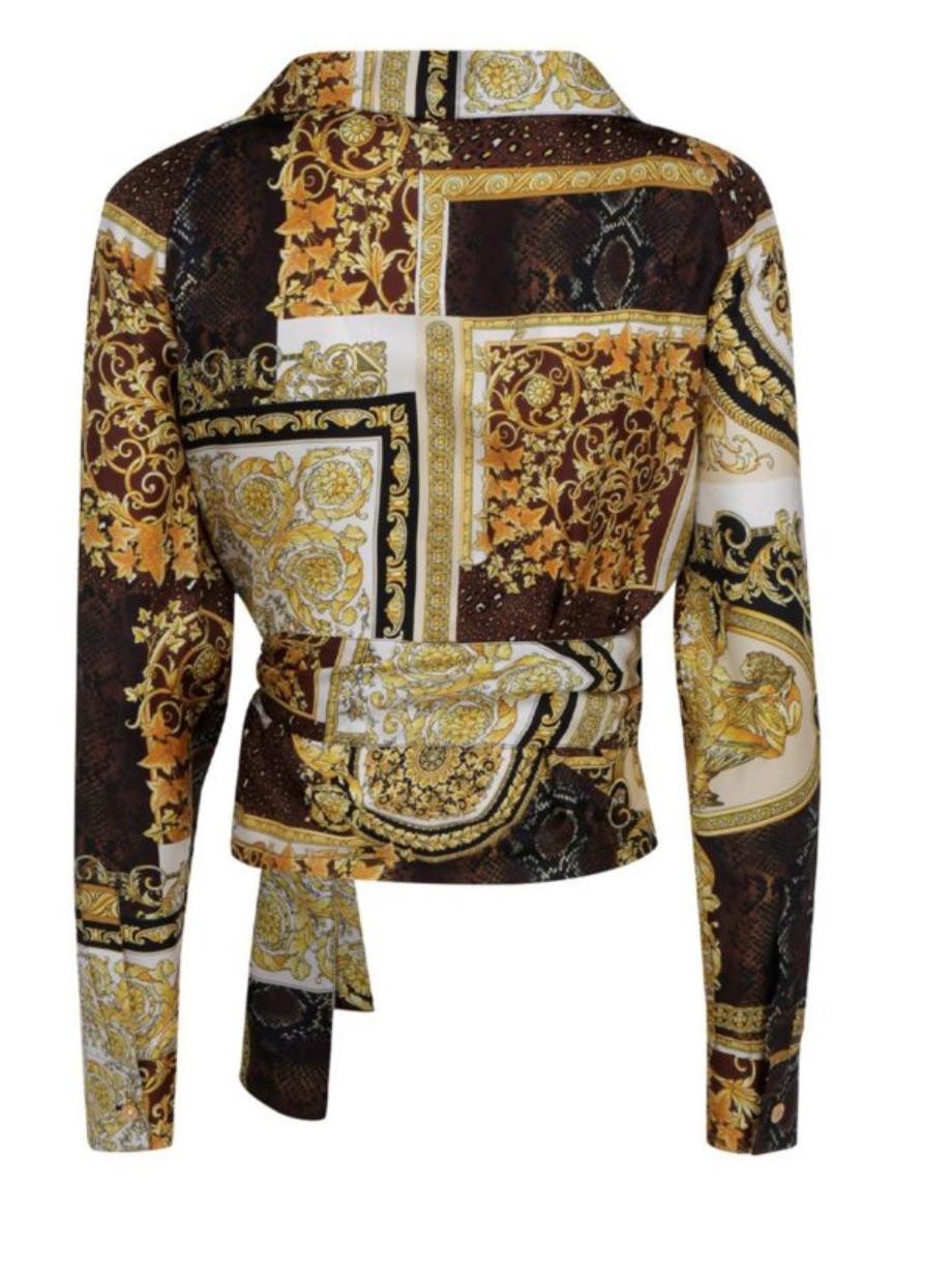 Versace Mixed Print Silk Blouse