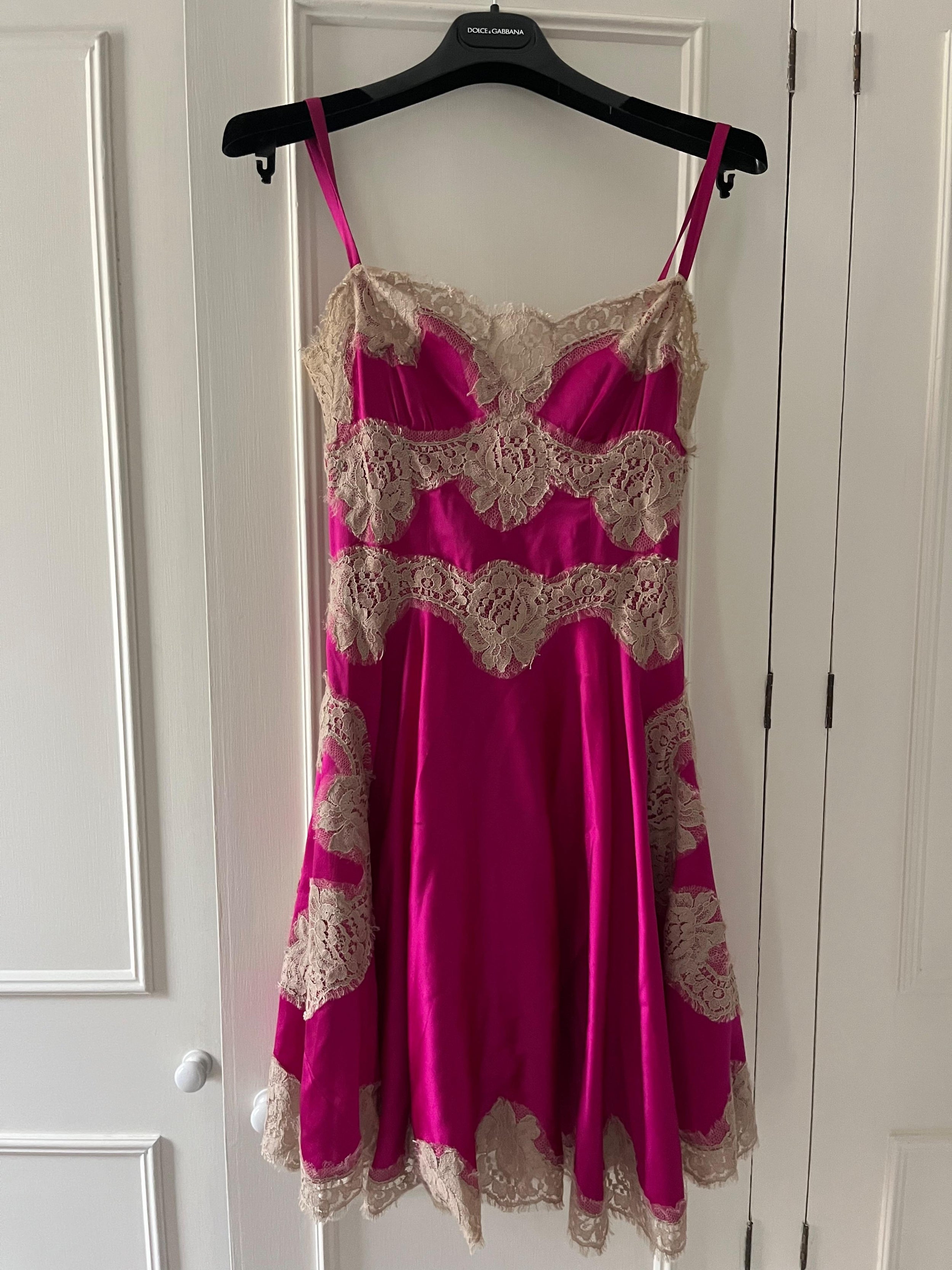 Pink Silk And Lace Slip Dress