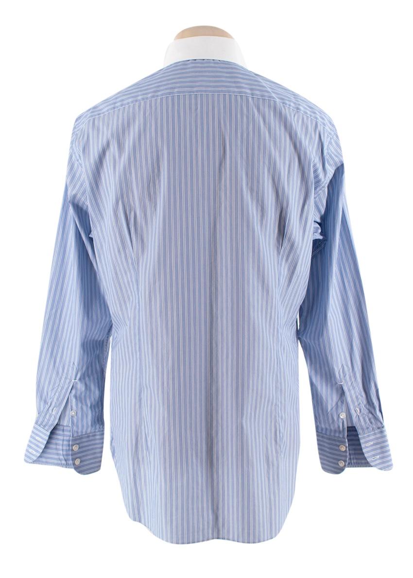 Emanuele Maffeis Blue Cotton Long Sleeve Tailored Shirt