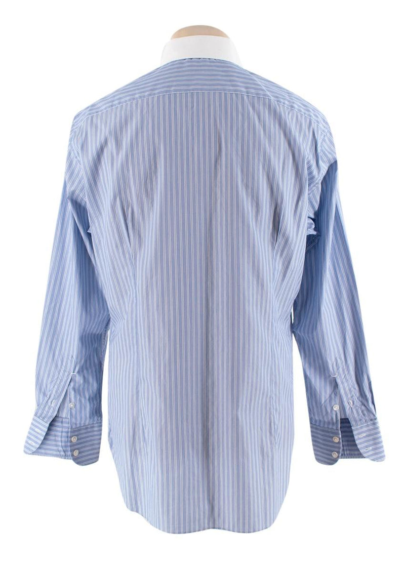 Emanuele Maffeis Blue Cotton Long Sleeve Tailored Shirt