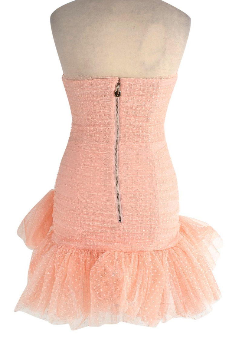 Pink Swiss Dot Tulle Cocktail Dress