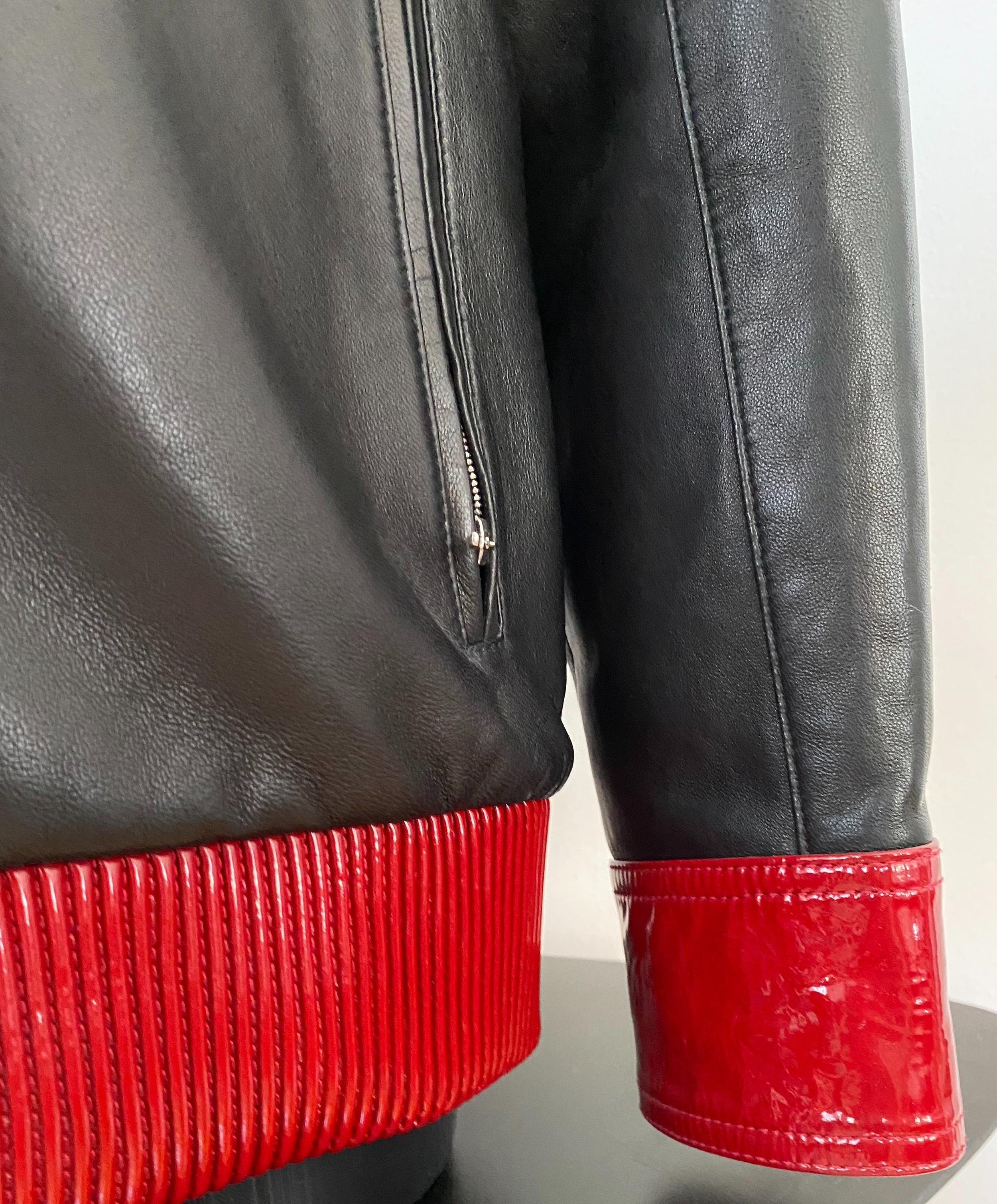 Leather Teddy Jacket With Contrast Trim