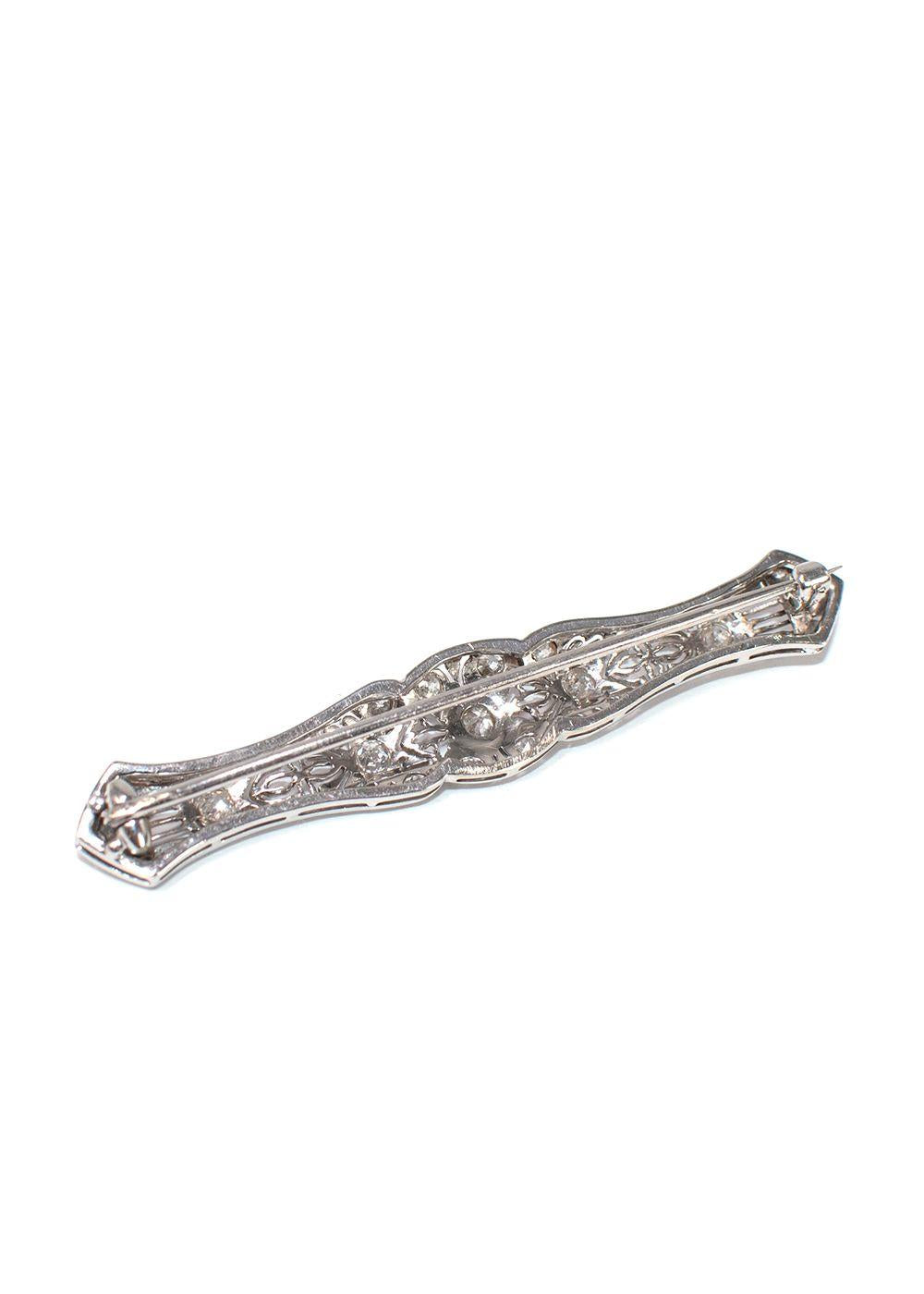 Bespoke 18kt White Gold Filigree Diamond Brooch