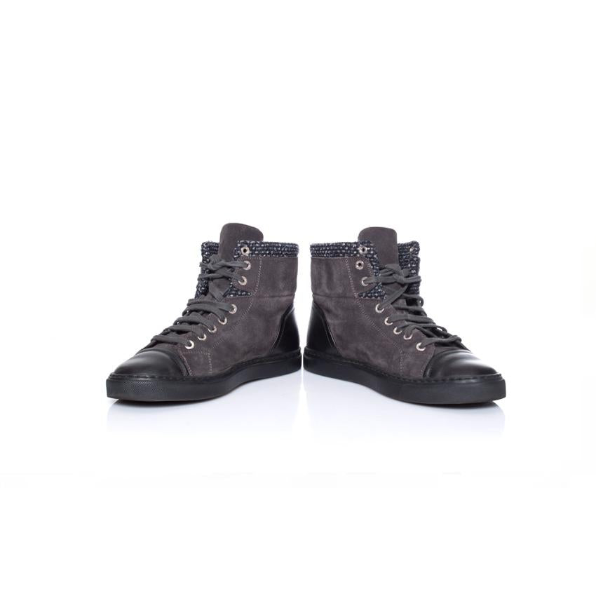 Chanel Suede & Leather High Top Sneakers