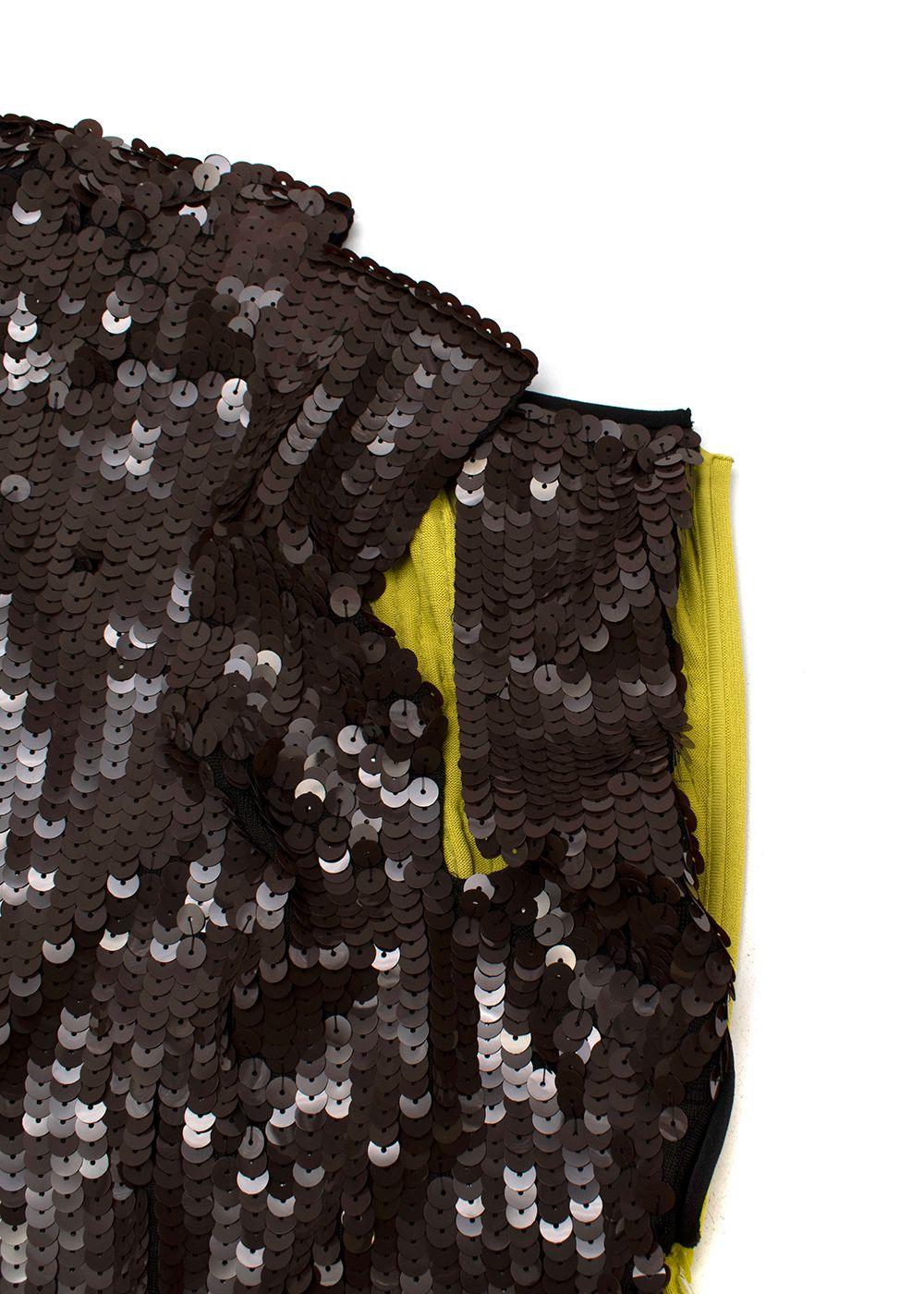 Brown & Green Sequin Runway Dress
