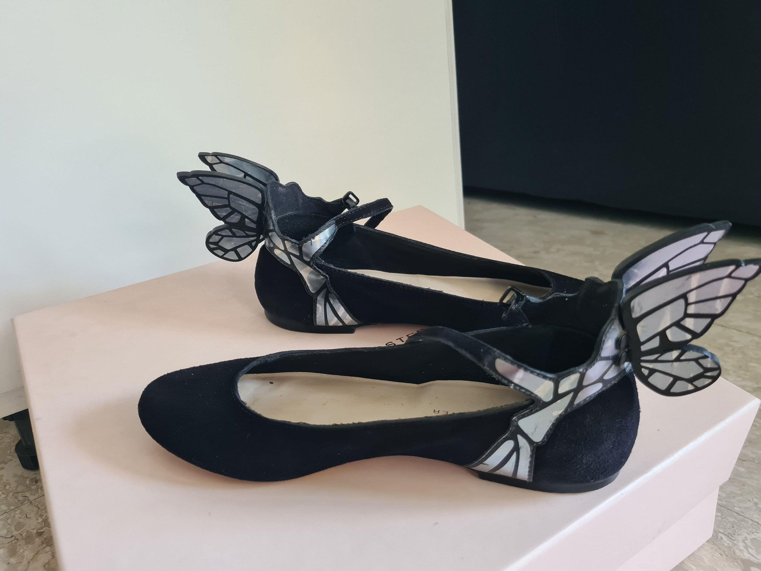 Sophie Webster Winged Black Ballerinas