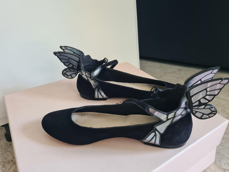 Sophie Webster Winged Black Ballerinas