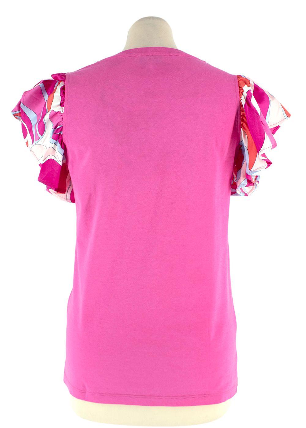 Emilio Pucci Pink Ruffled Sleeve T-Shirt