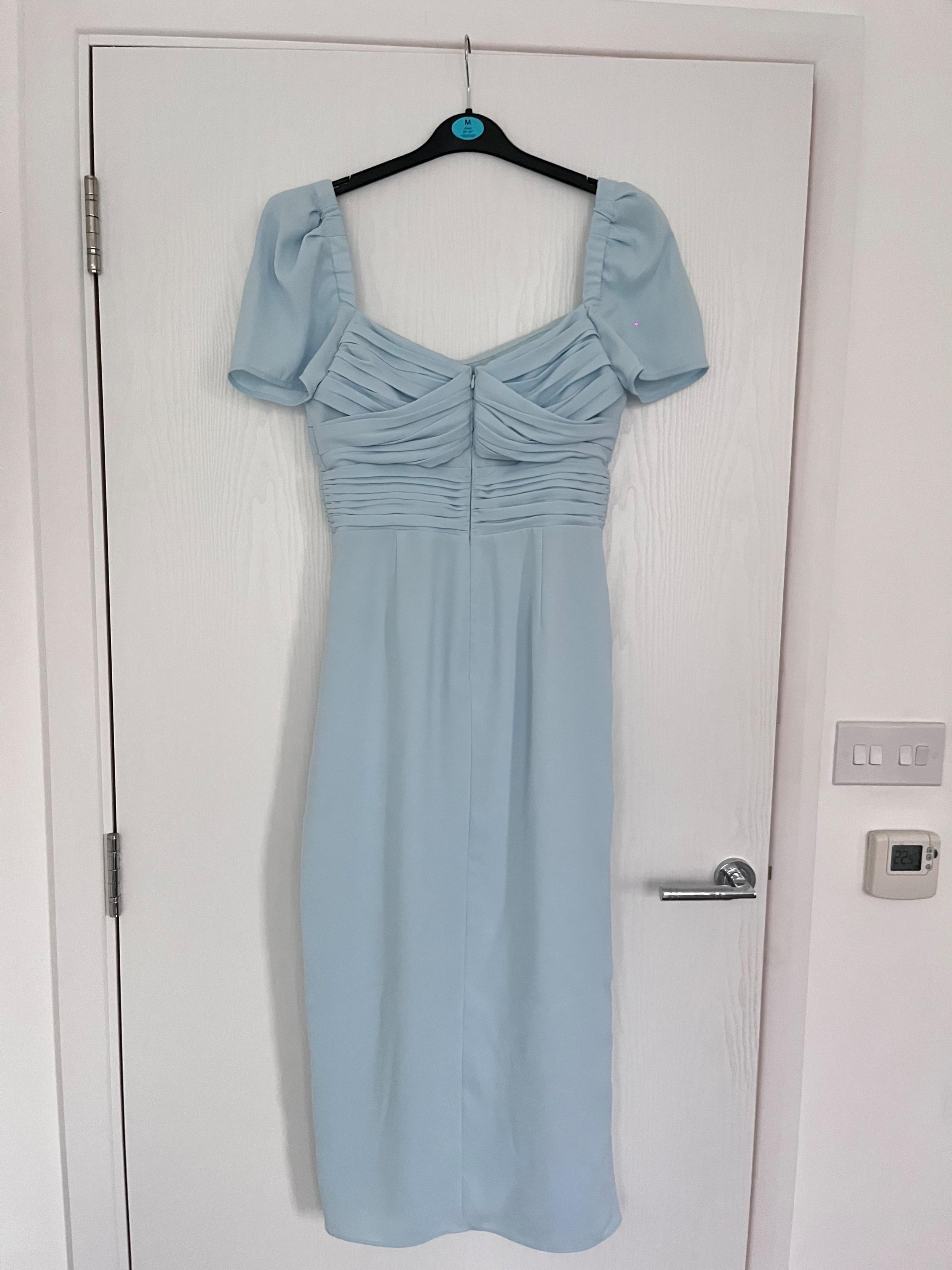 Blue Crepe Midi Dress