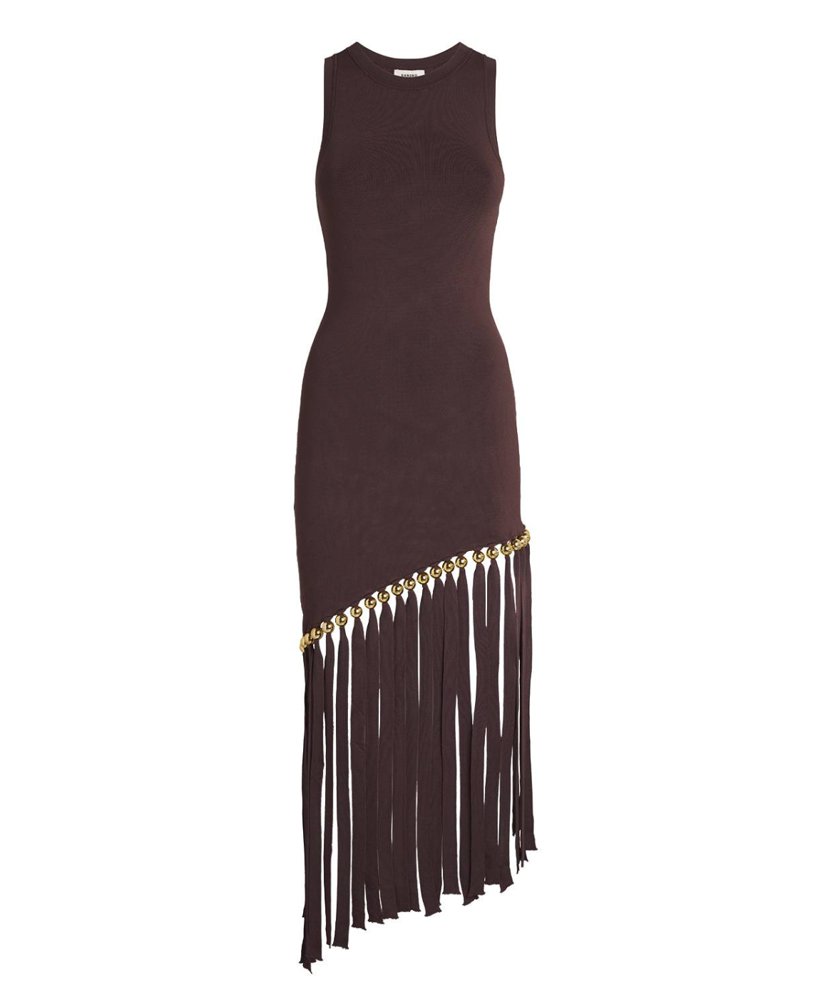 Sleeveless Fringed Hem Knitted Midi Dress