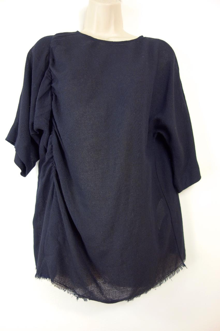 Bimba Y Lola Black Ruched Detail Crew Neck Top