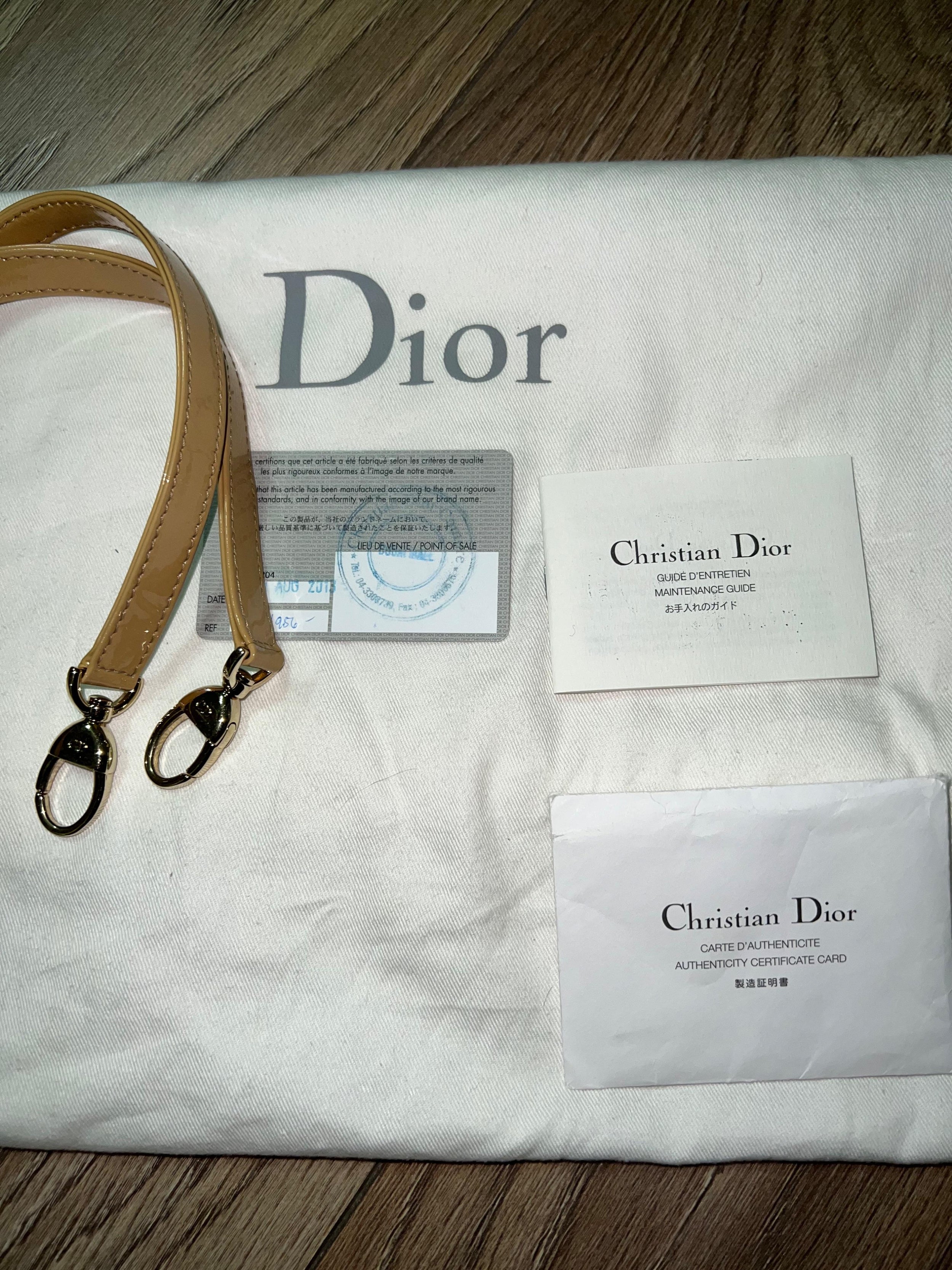 Beige Patent Leather Large Lady Dior Tote Bag