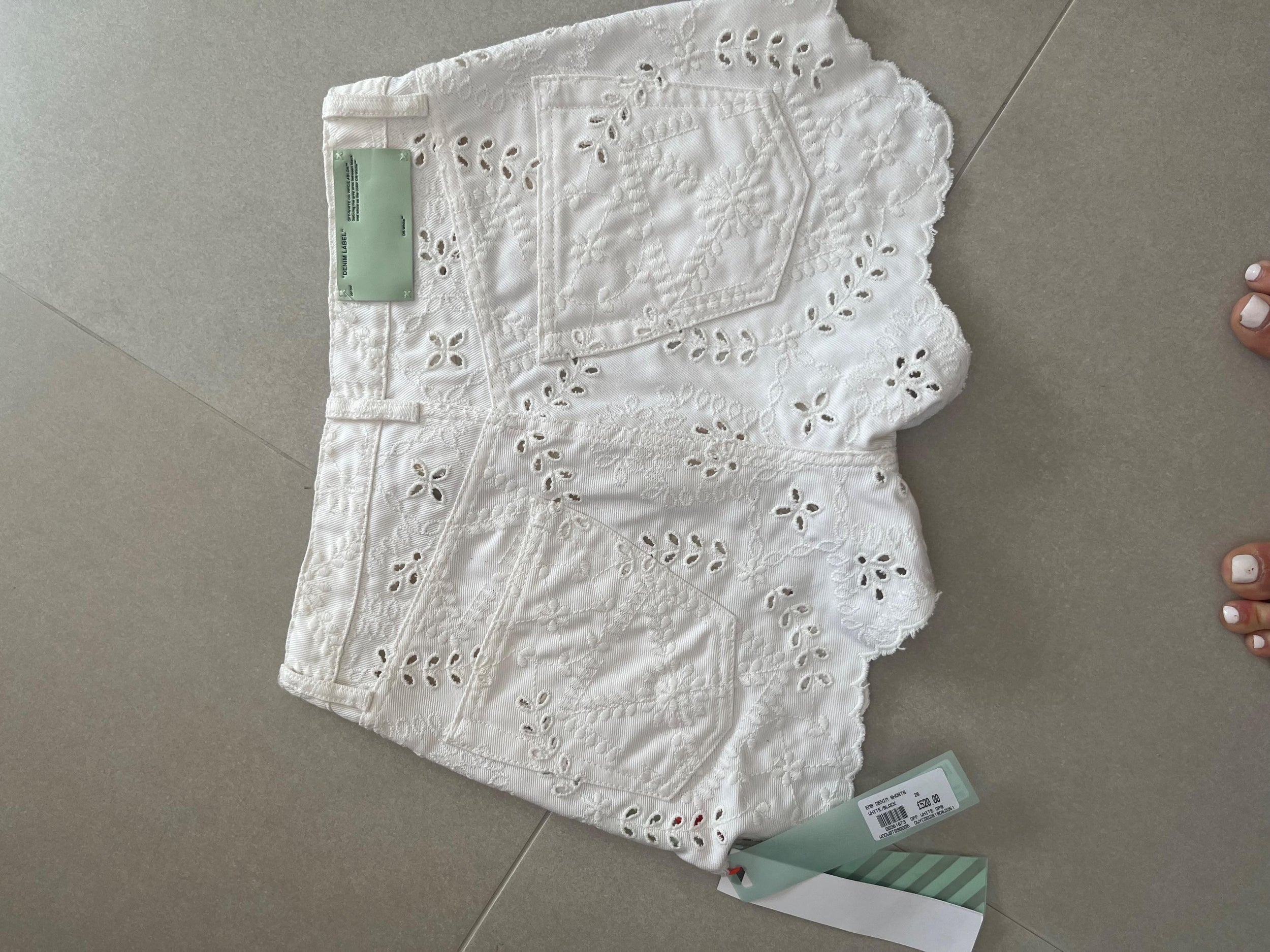 Off-White Broderie Anglaise Denim Shorts