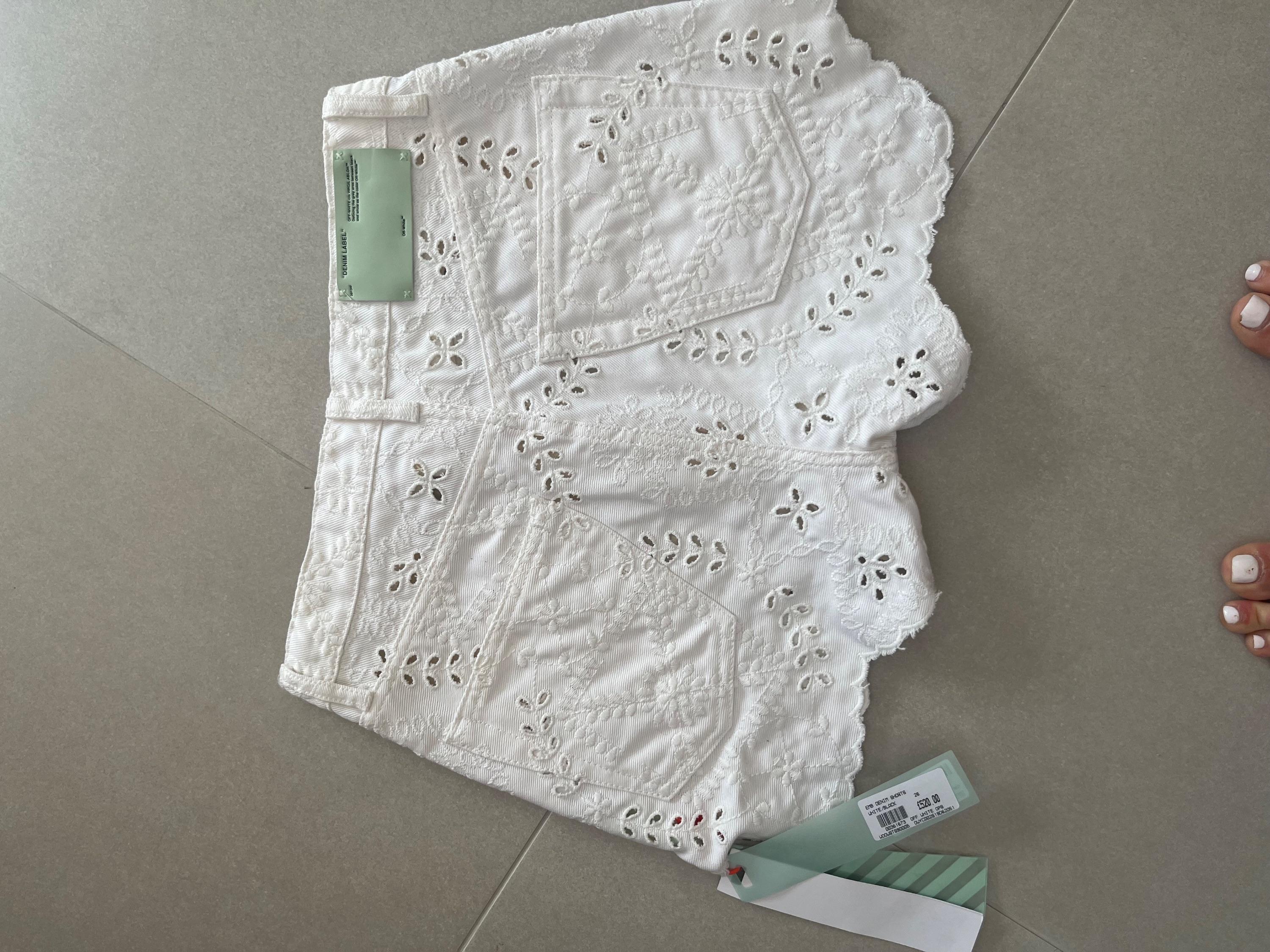 Off-White Broderie Anglaise Denim Shorts