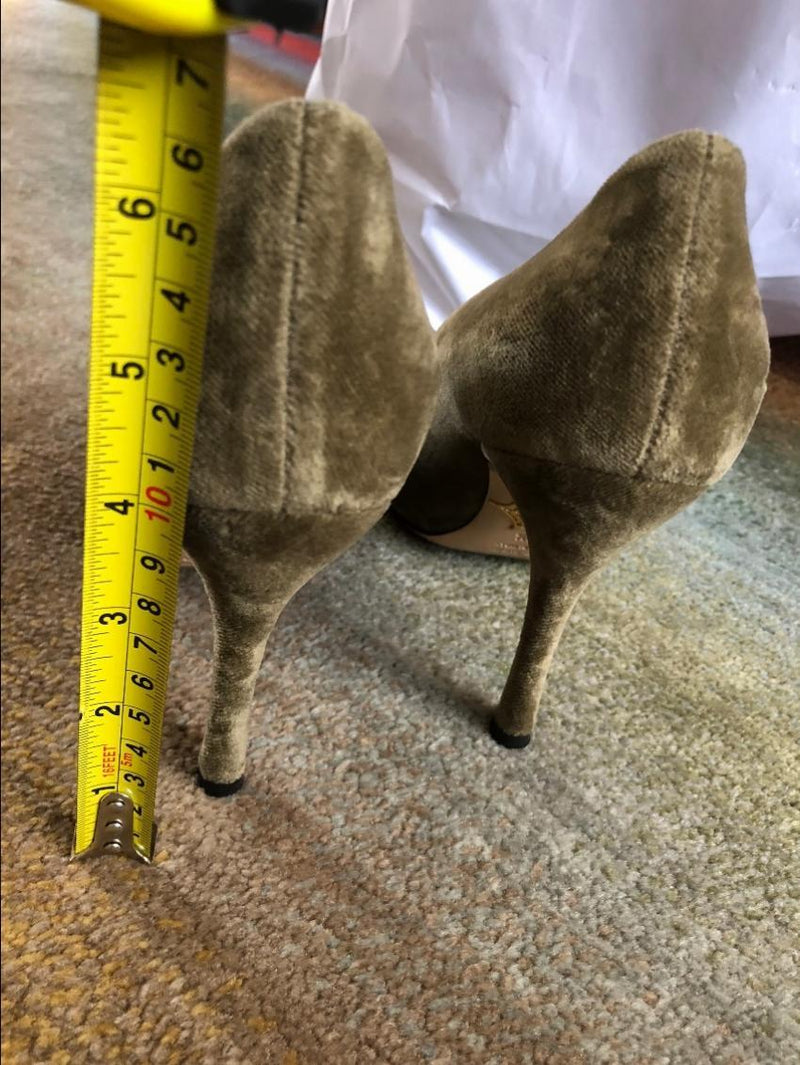 Charlotte Olympia Khaki Velvet Pumps