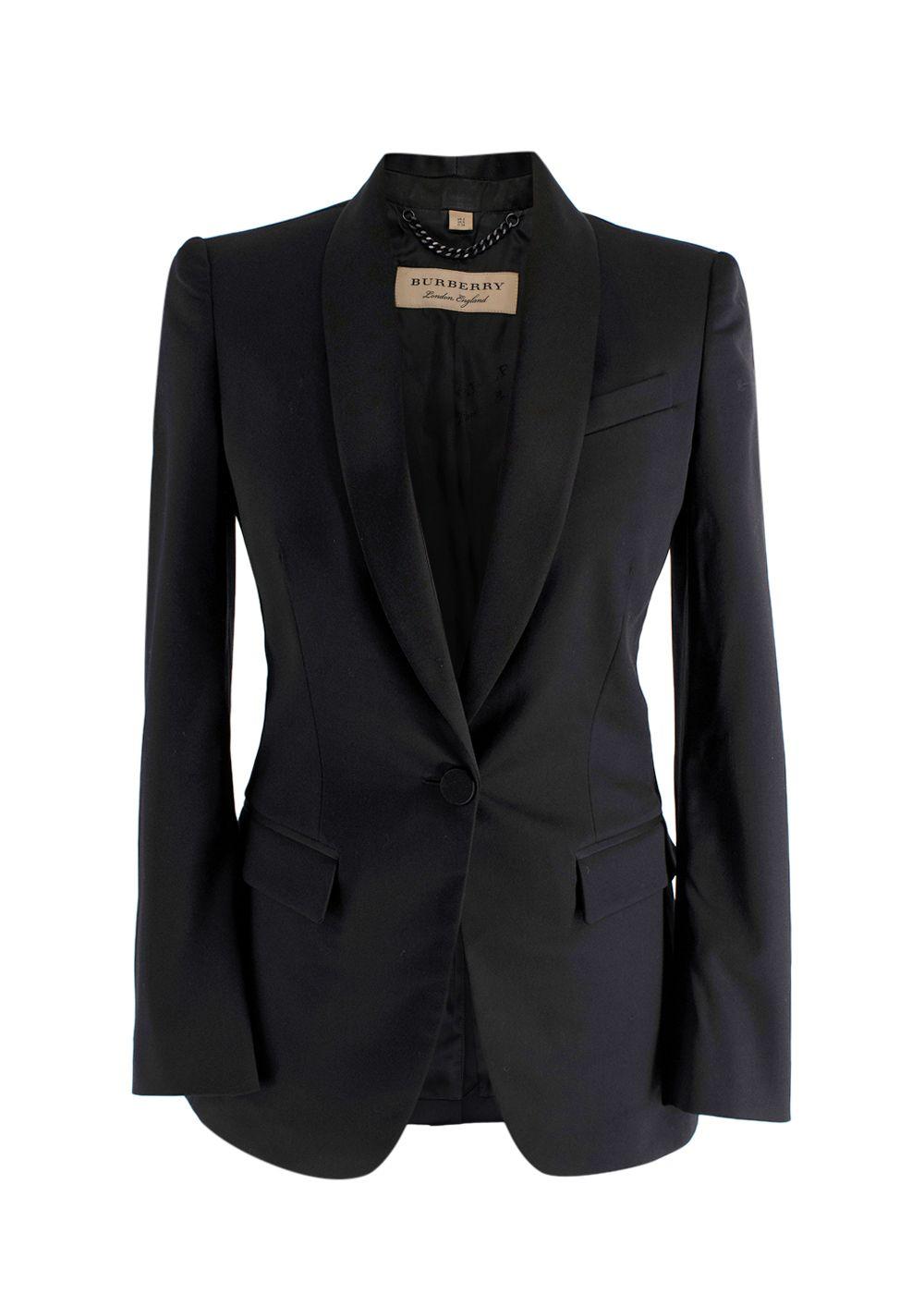 Burberry Wool Single Button Black Blazer