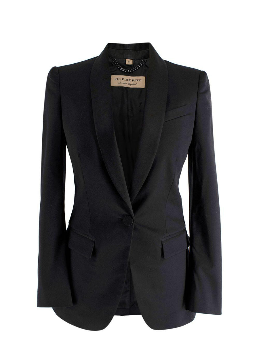 Burberry Wool Single Button Black Blazer