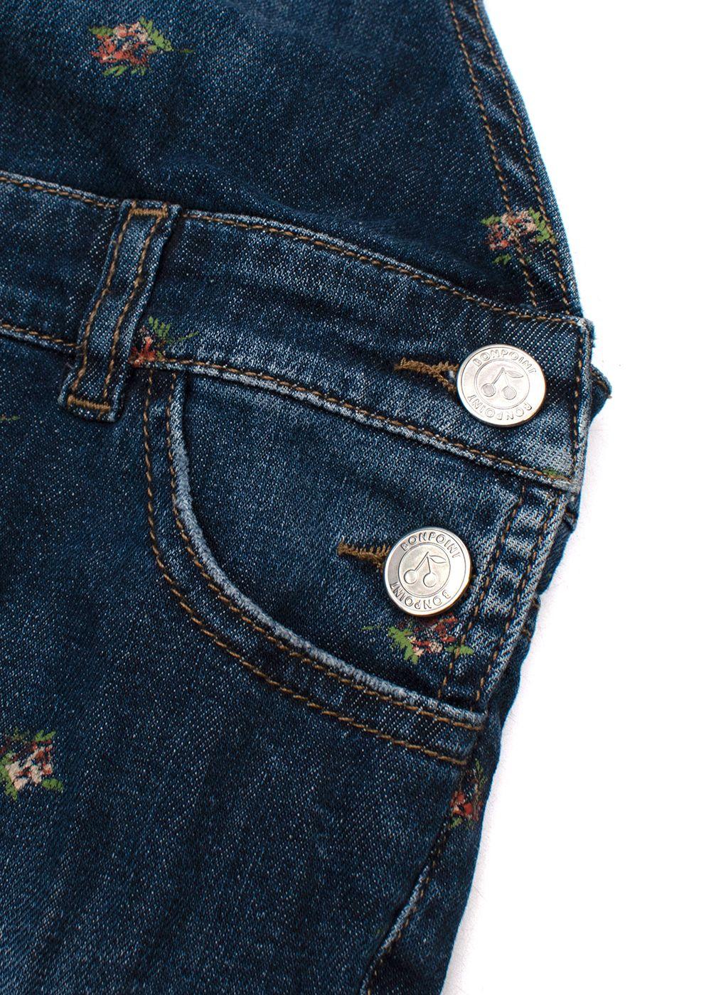 Bonpoint Denim Floral Print Overalls 8 Years