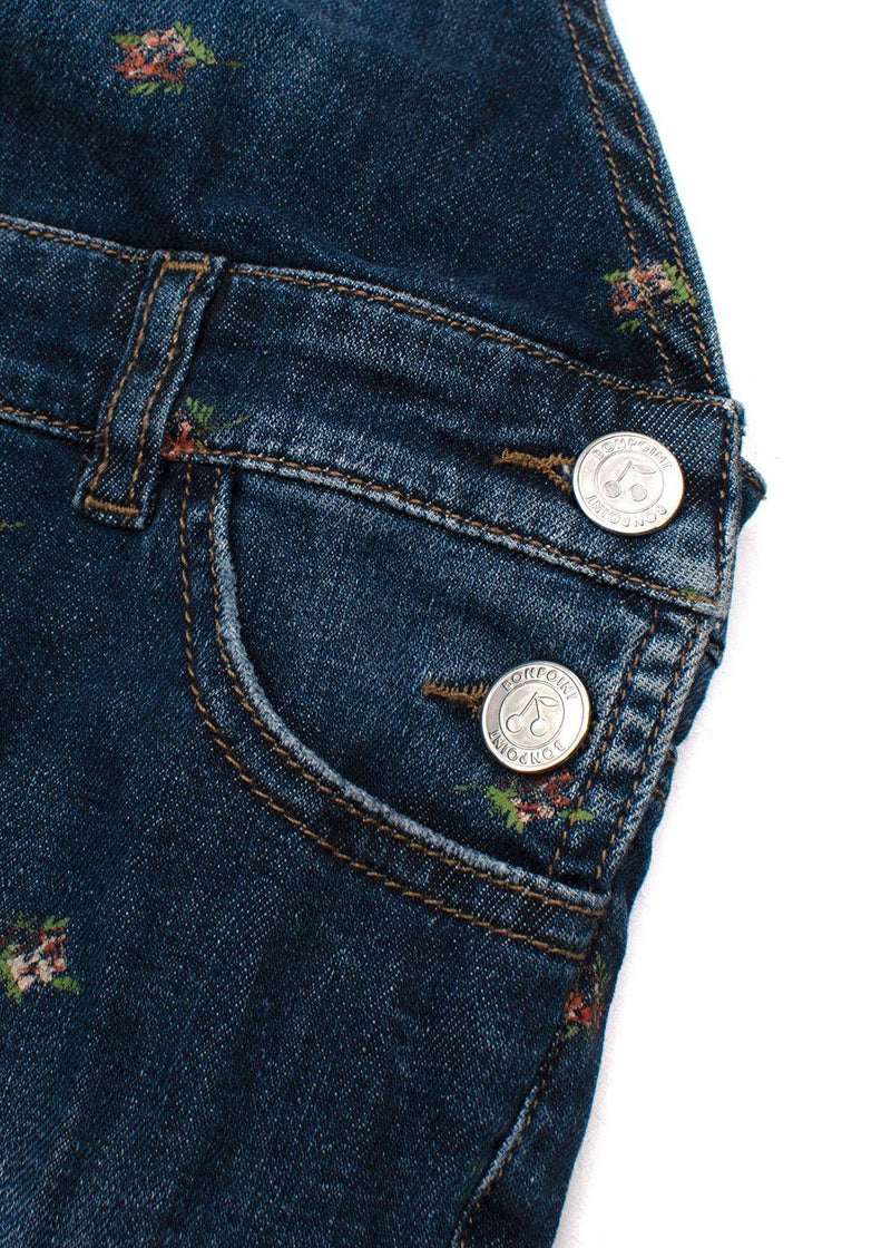Bonpoint Denim Floral Print Overalls 8 Years