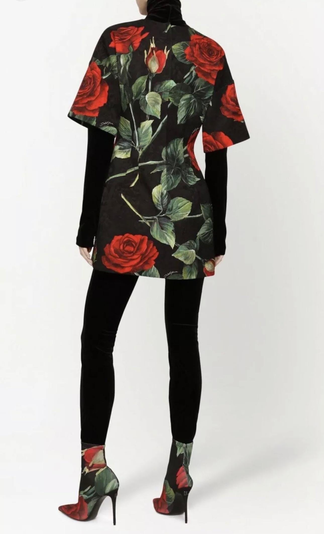 Red Rose Brocade Mini Dress