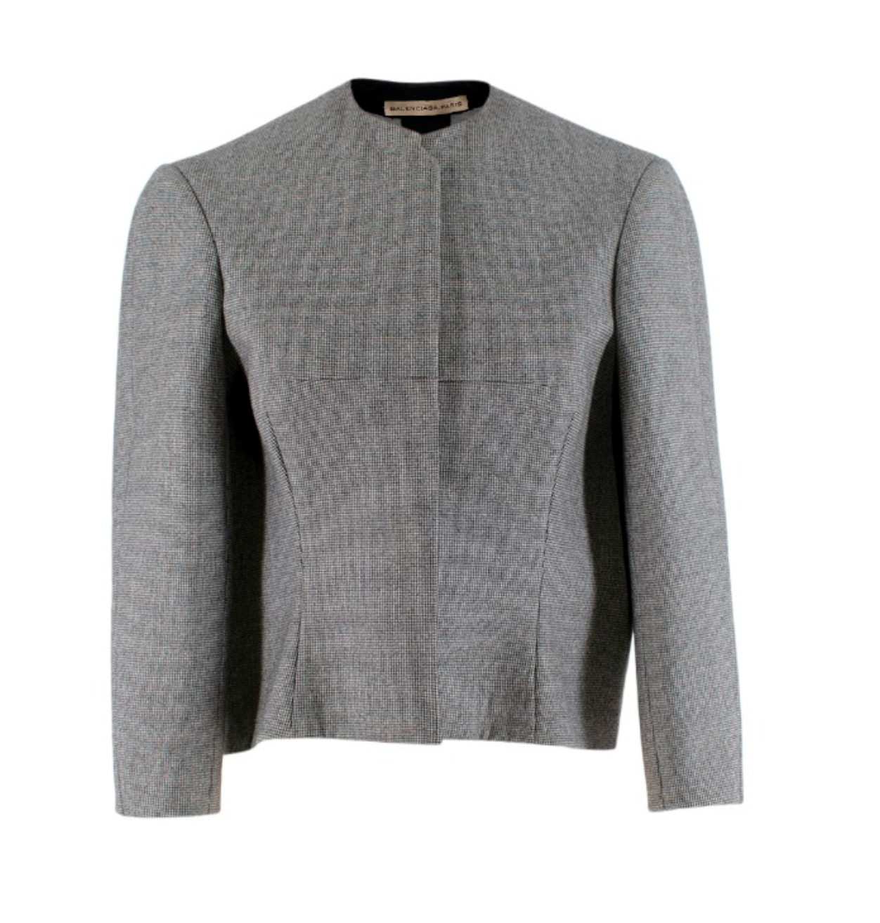 Balenciaga Wool Houndstooth Structured Crop Jacket