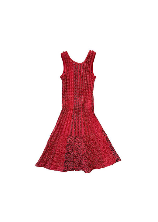 Red Knitted Skater Dress