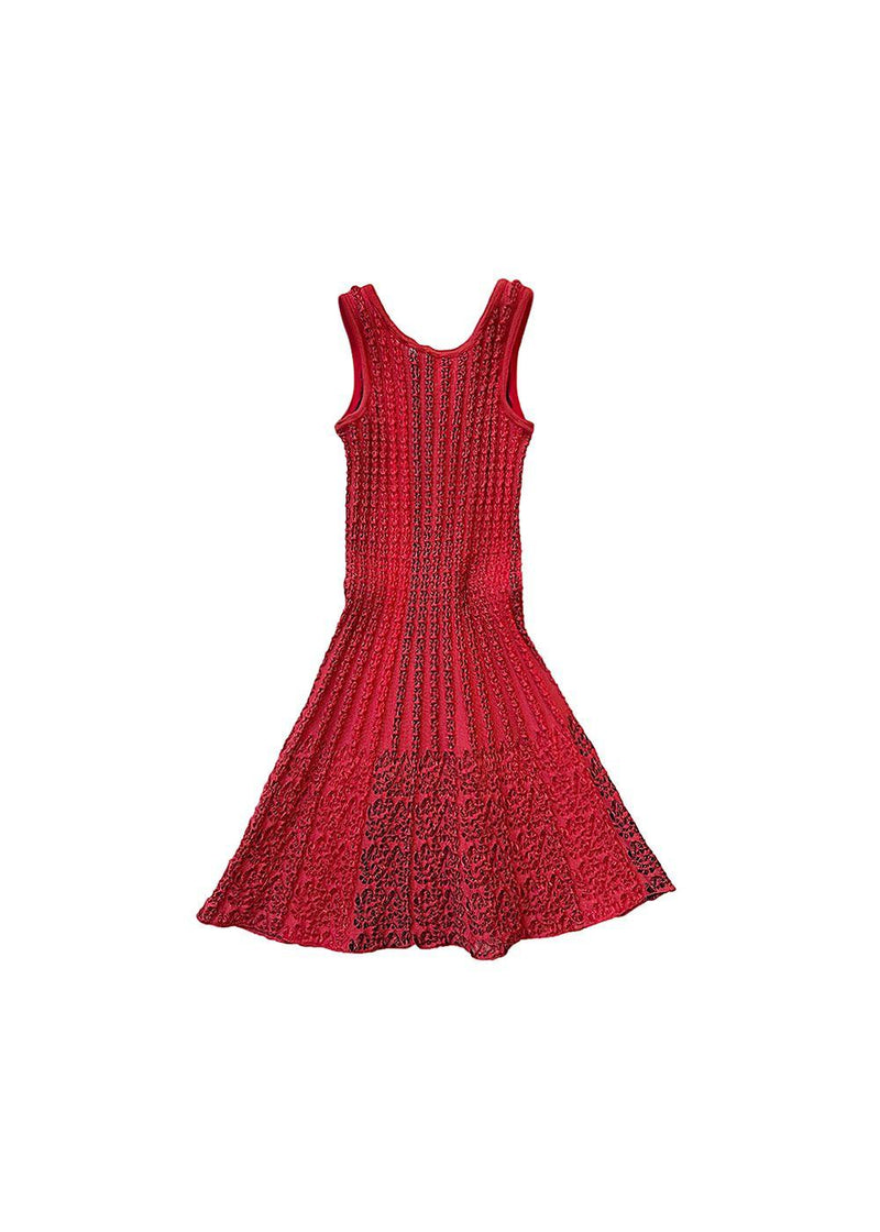 Red Knitted Skater Dress