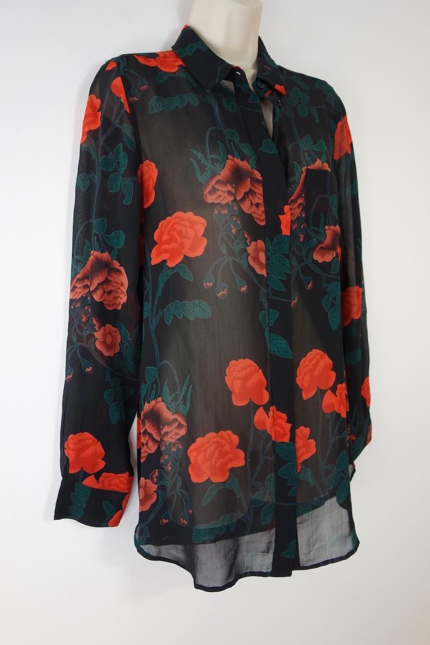 Ganni Black Rose Print Newman Shirt