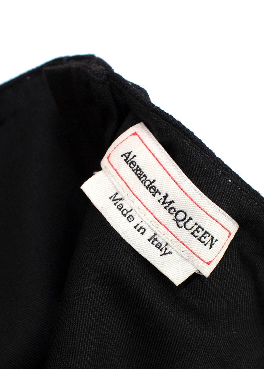 Alexander McQueen Black Denim Ruffled Asymmetric Midi Dress