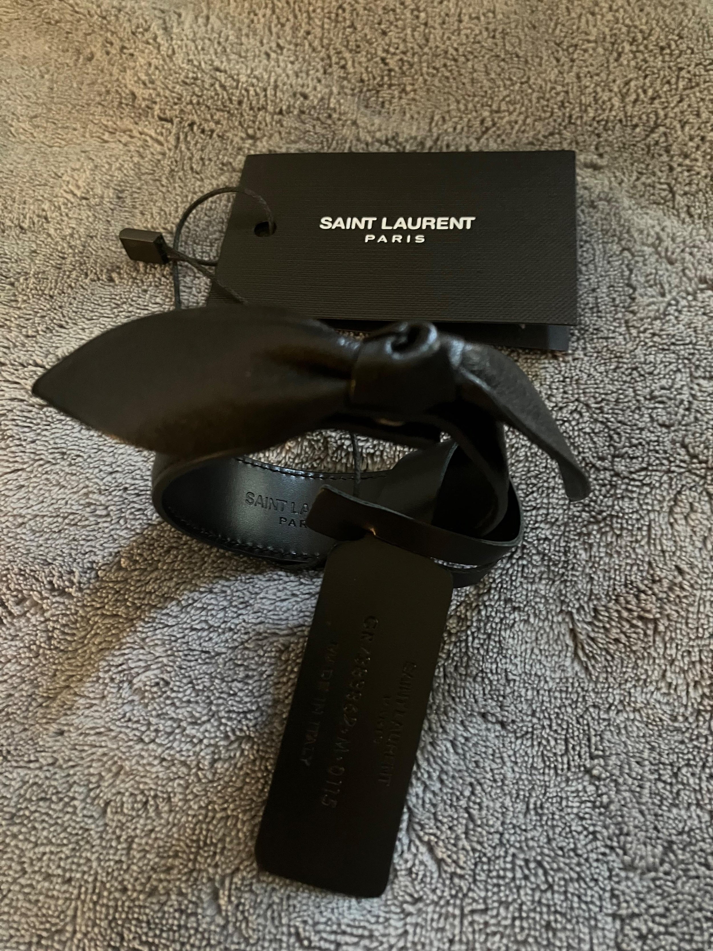 Saint Laurent Black Leather Bow Bracelet