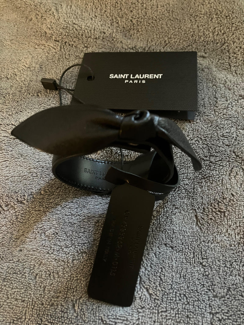 Saint Laurent Black Leather Bow Bracelet