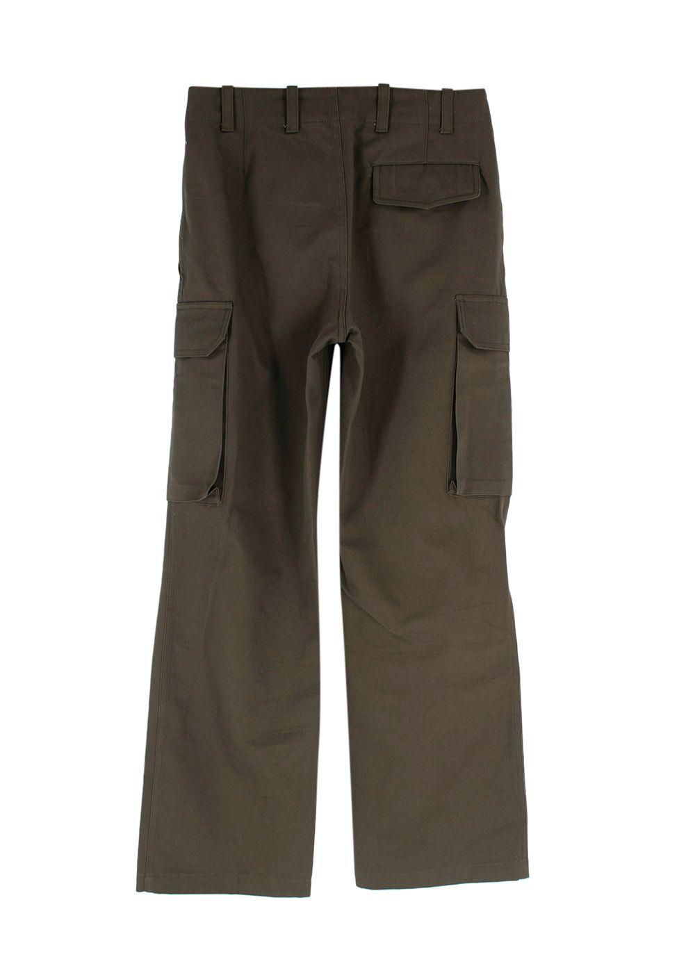 Nili Lotan Khaki Wide Leg Cargo Trousers