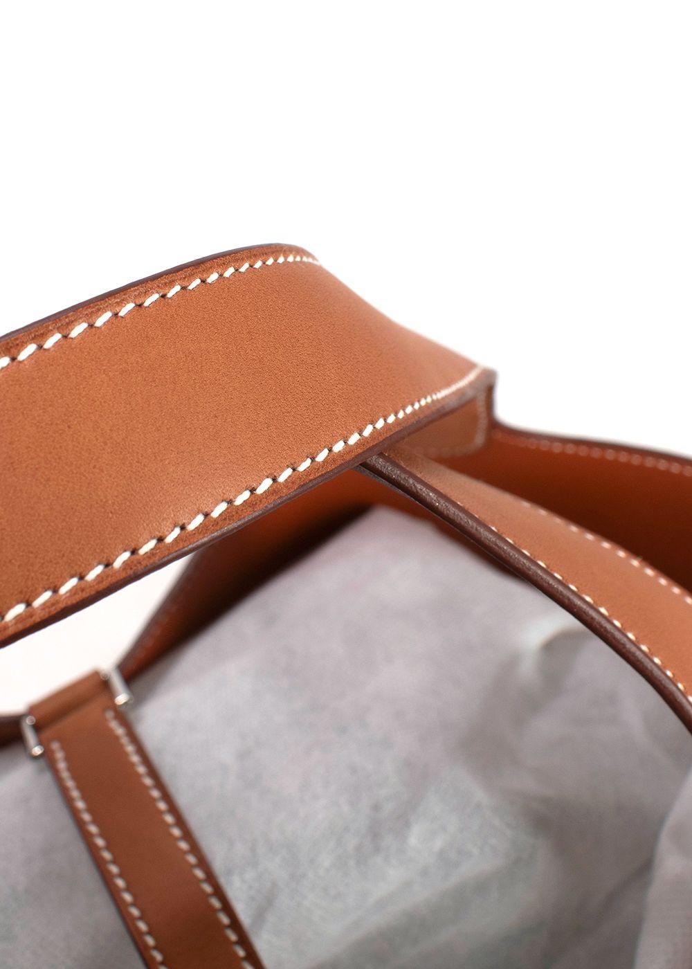 Hermes  Picotin Lock 22 in Gold Ostrich Leather with Palladium Hardware