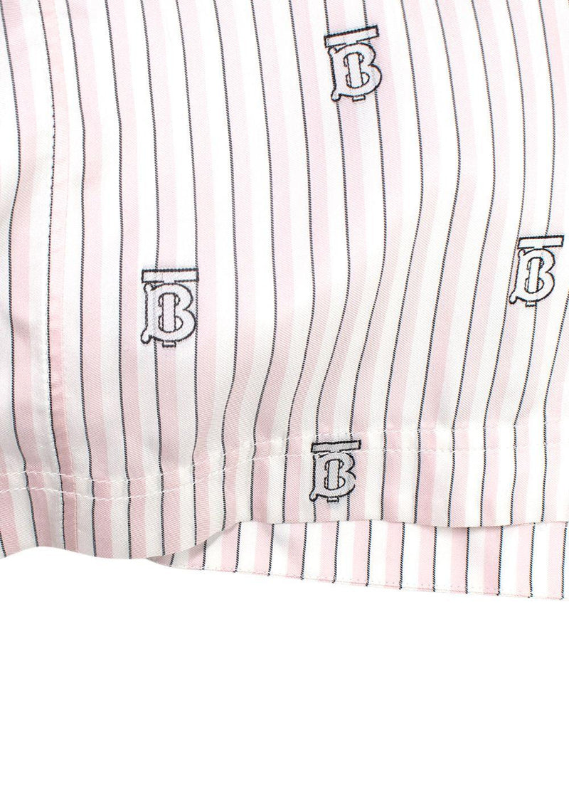 Burberry Pink and White Striped Elina Logo Print Shirt Dress