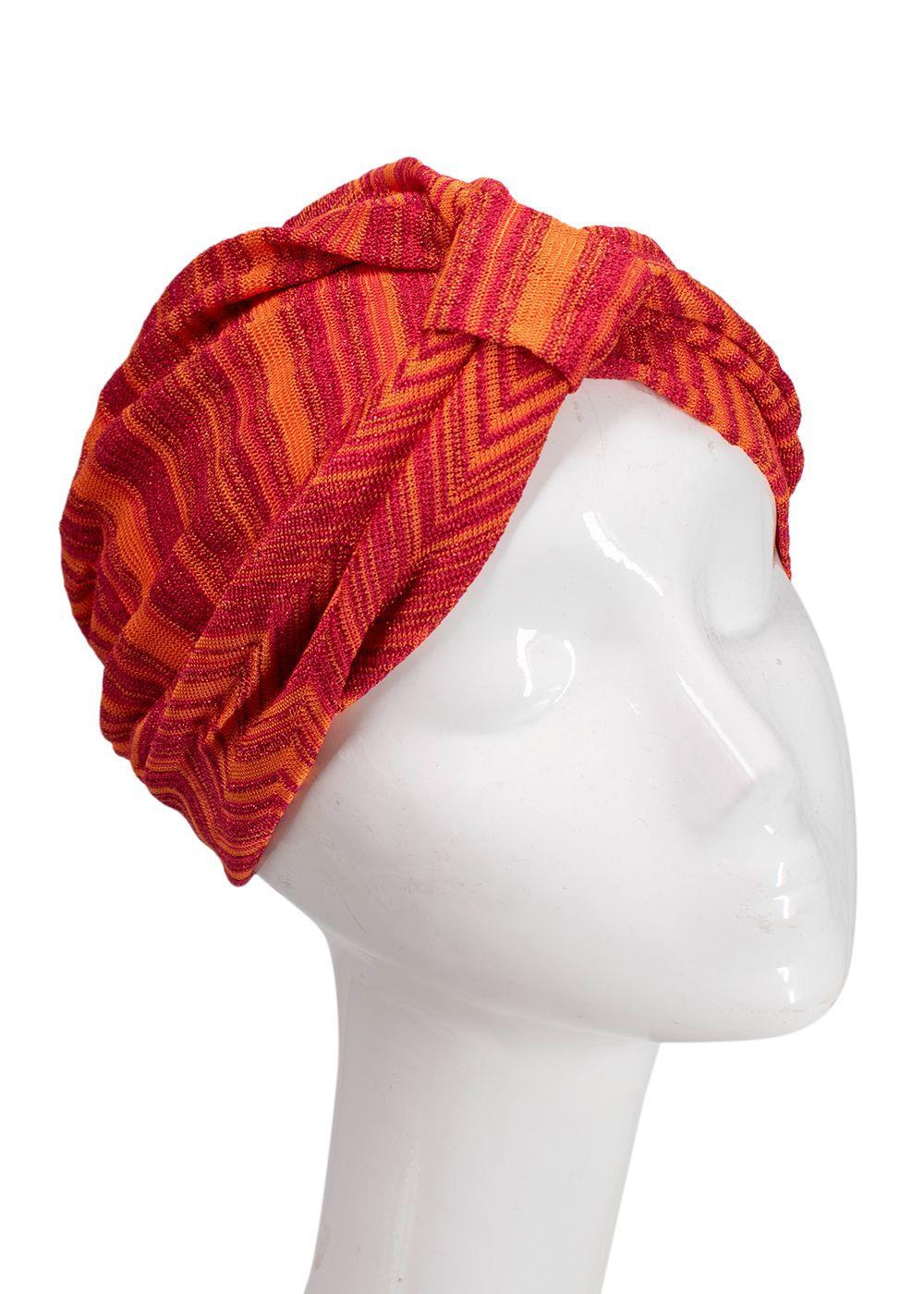 Missoni Red and Orange Glitter Knit Turban