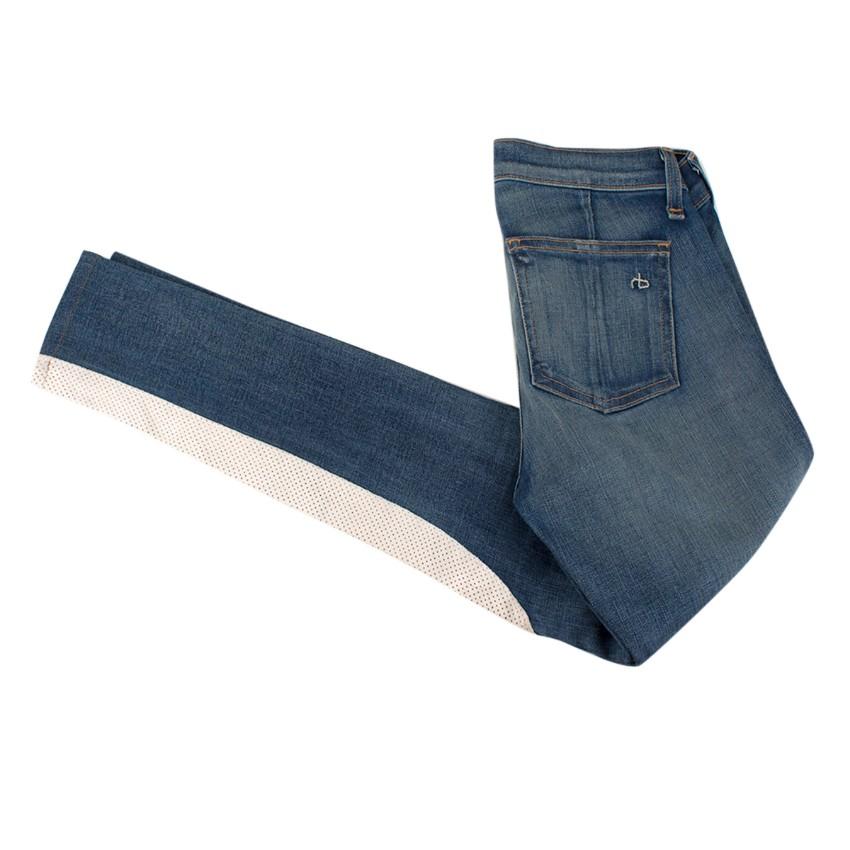 Rag and Bone Blue Skinny Jeans with White Stripe