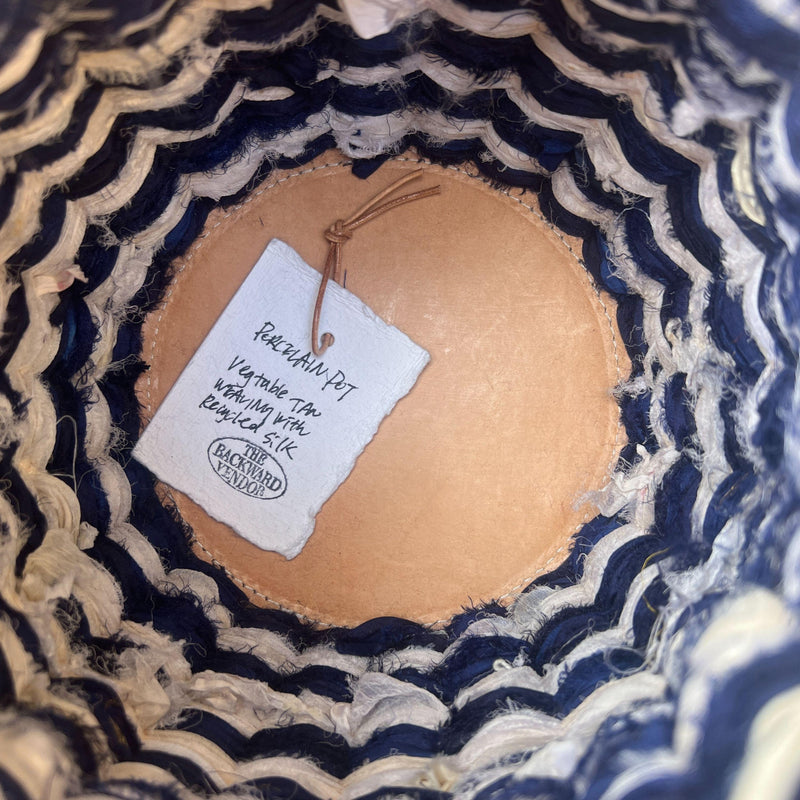 The Backward Vendor Porcelain Pot Leather Silk Bucket Bag