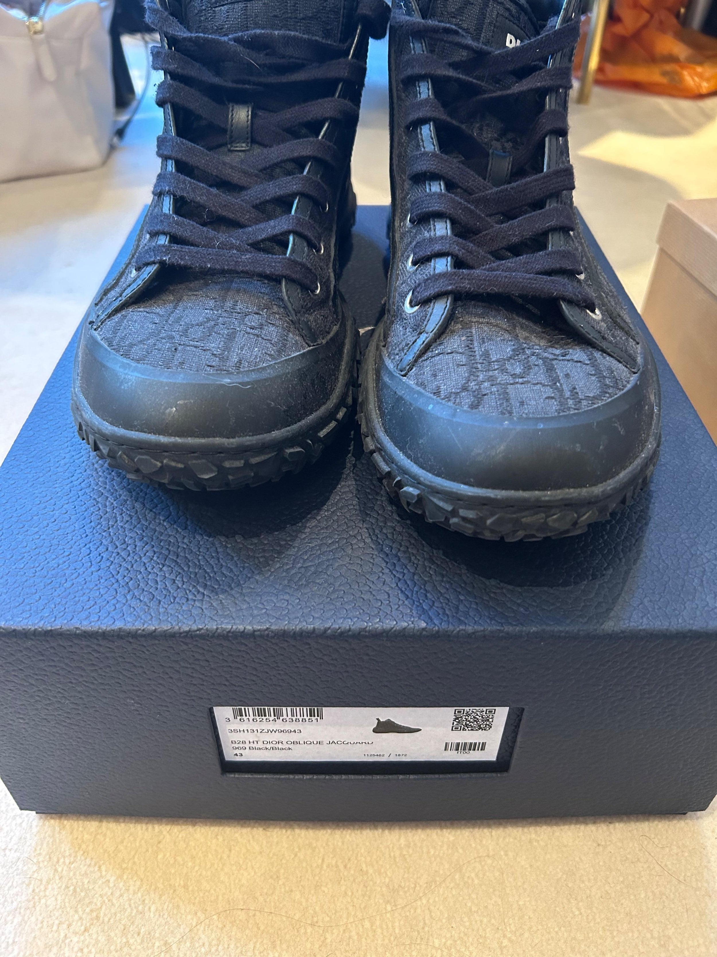 Dior Black Oblique Jacquard High Top Sneakers